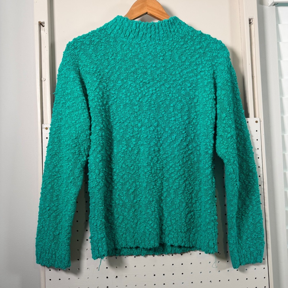 Colleen's Collectables Sweater Women Teal Green Textured Boucle Pullover - Small